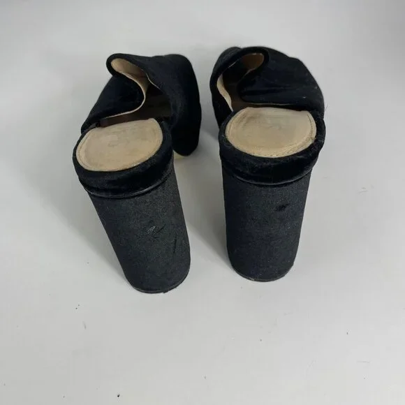 Shellys London “Dalia” Black Velvet Chunky Heel Sandals – Women’s Size 38 - Picture 6 of 9